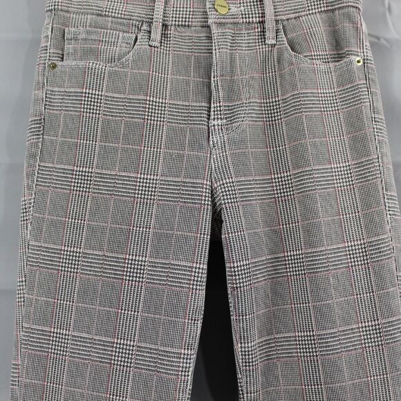 Frame Jeans Womens 24 Denim High Rise Crop Mini Boot Cut Washed Plaid Pant - Picture 4 of 14